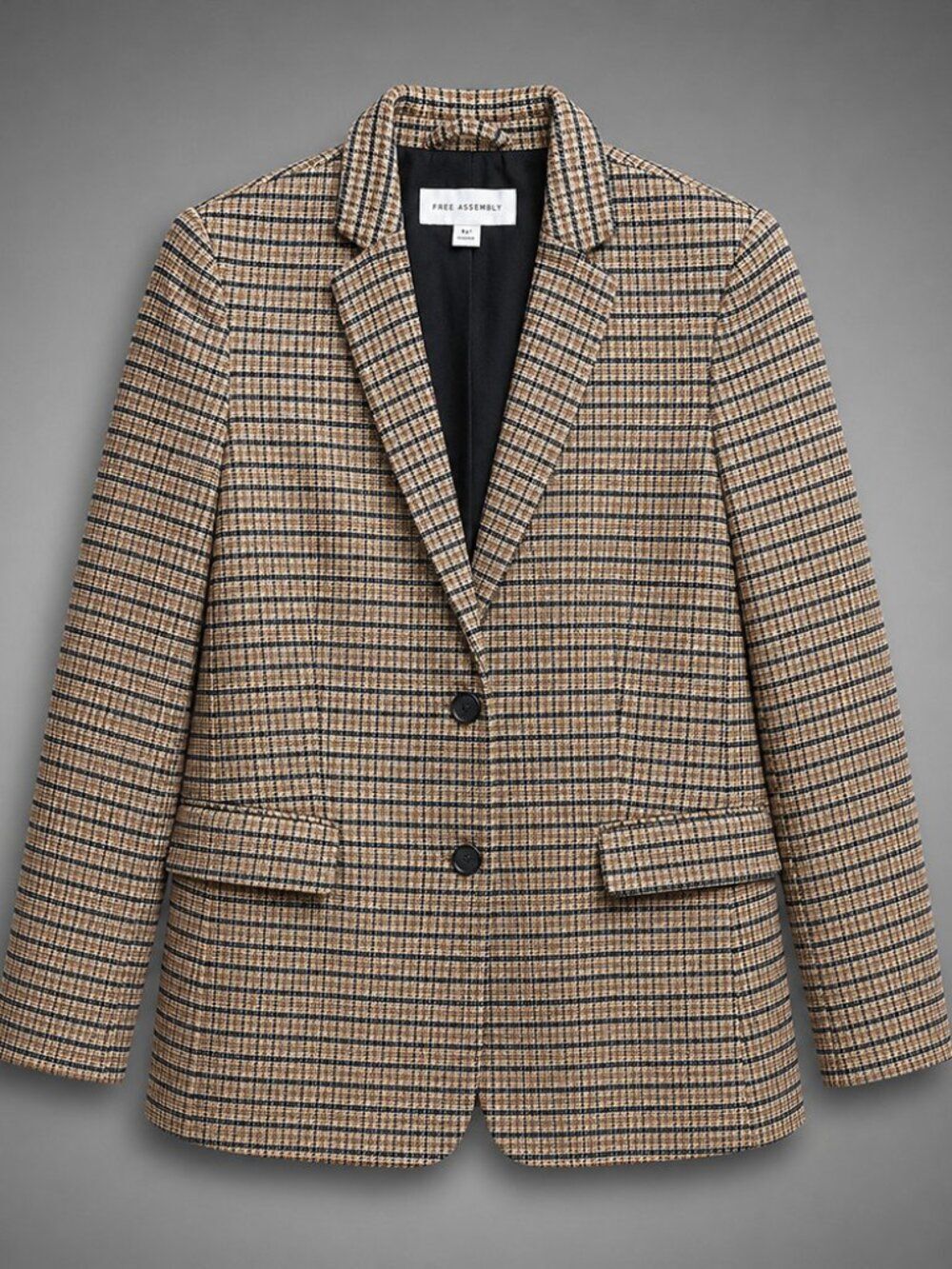 Free Assembly Tan Plaid Blazer Size XS Structured